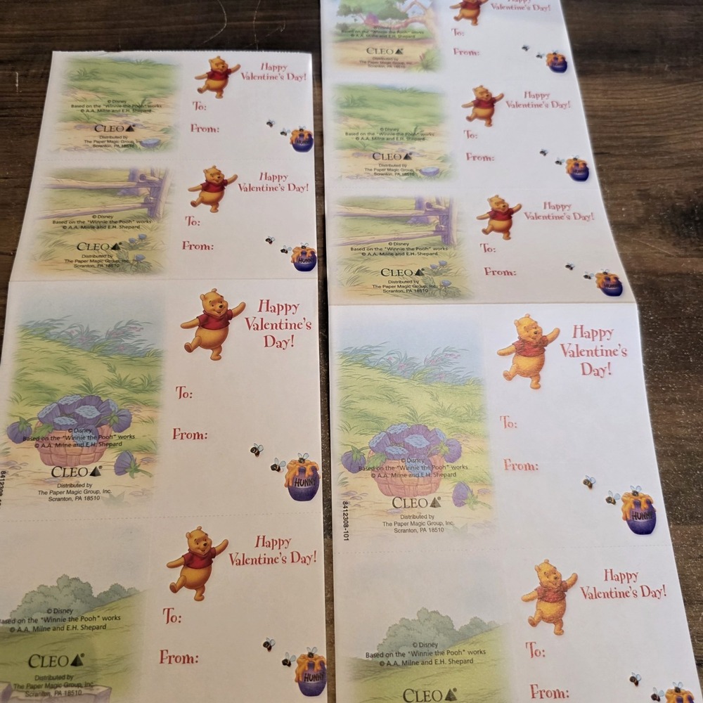 Cleo Winnie the Pooh Tigger Disney Valentine's Day Cards Lot of 12 - Picture 7 of 8